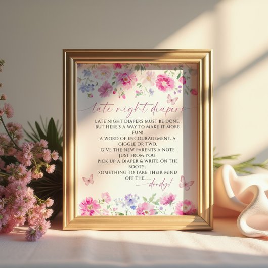 Late Night Luiers Minimalistisch Baby shower Poster