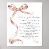 Late Night Luiers Mocha Bow Baby shower Poster (Voorkant)