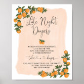 Late Night Luiers Sinaasappel Citrus Baby shower T Poster (Voorkant)