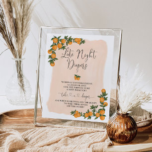 Late Night Luiers Sinaasappel Citrus Baby shower T Poster