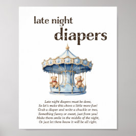 Late Night Luiers Twin Boy Baby shower Game Poster