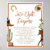 Late Night Luiers Western Rodeo Baby shower Poster (Voorkant)