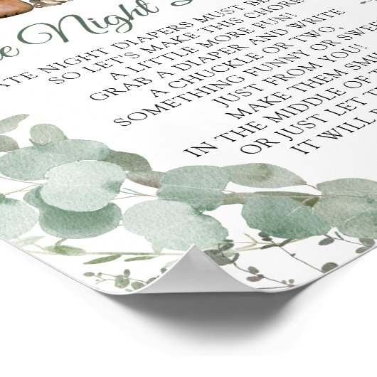 Late Night Luiers Woodland Baby shower Poster (Hoek)