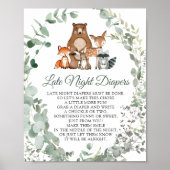 Late Night Luiers Woodland Baby shower Poster (Voorkant)