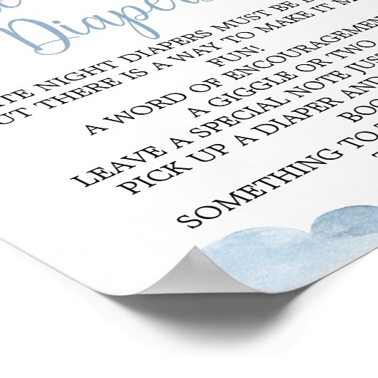 Late Night Luiers Zon Baby shower Poster (Hoek)