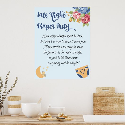 " late night luiper duty blue baby shower game " poster (Keuken)