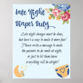 " late night luiper duty blue baby shower game " poster (Voorkant)