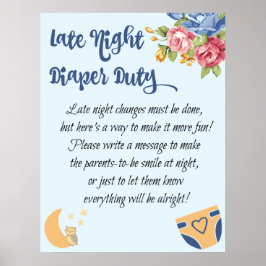 " late night luiper duty blue baby shower game " poster