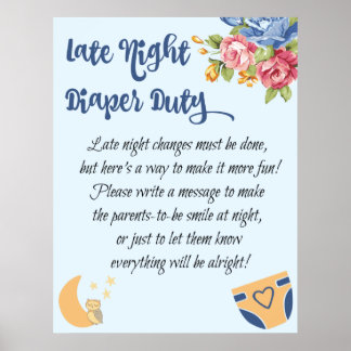 " late night luiper duty blue baby shower game " poster
