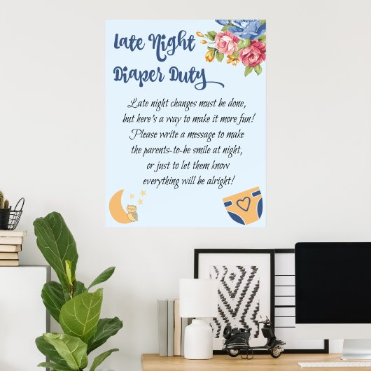 " late night luiper duty blue baby shower game " poster (Thuiskantoor)