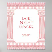 Late-night snacks bordje voor godinnenfeest poster (Voorkant)