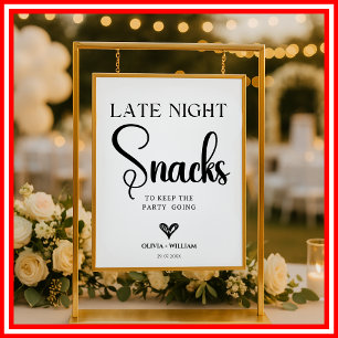 Late Night Snacks Huwelijk Bruidsuitnodiging Bord Poster