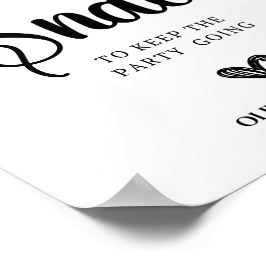 Late Night Snacks Wedding Vrijgezellenfeest Sign Poster (Hoek)