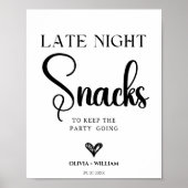 Late Night Snacks Wedding Vrijgezellenfeest Sign Poster (Voorkant)