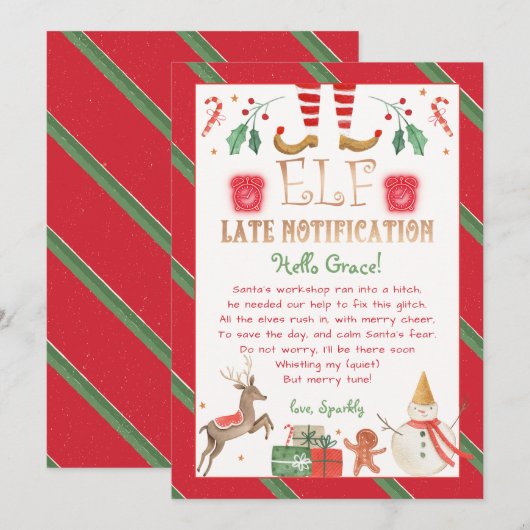 Late Notice van Elf Late Notify Personalize Kaart (Voorkant / Achterkant)