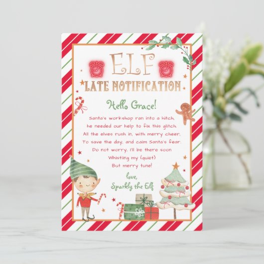 Late Notice van Elf Late Notify Personalize Kaart (Staand voorkant)