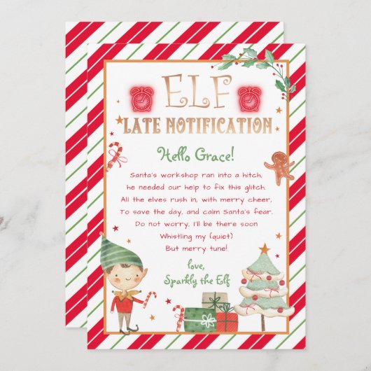 Late Notice van Elf Late Notify Personalize Kaart (Voorkant / Achterkant)