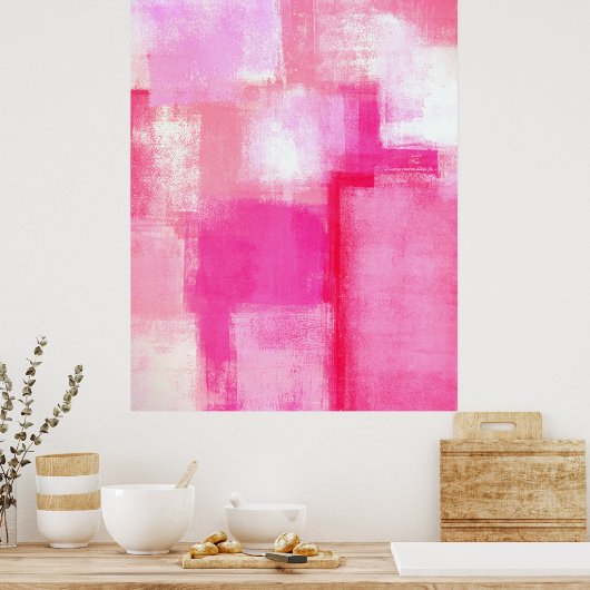 'Late' roze Abstracte Art Poster afdrukken (Keuken)