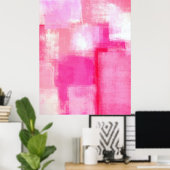 'Late' roze Abstracte Art Poster afdrukken (Thuiskantoor)
