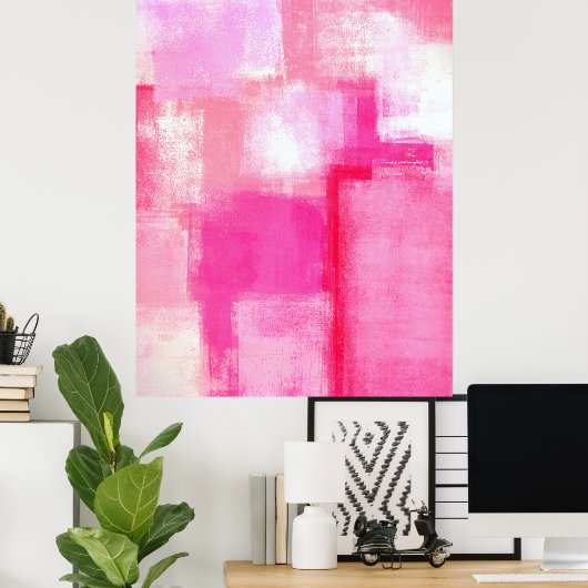 'Late' roze Abstracte Art Poster afdrukken (Thuiskantoor)