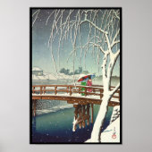 Late sneeuw langs de Edo rivier Hasui Kawase winte Poster (Voorkant)