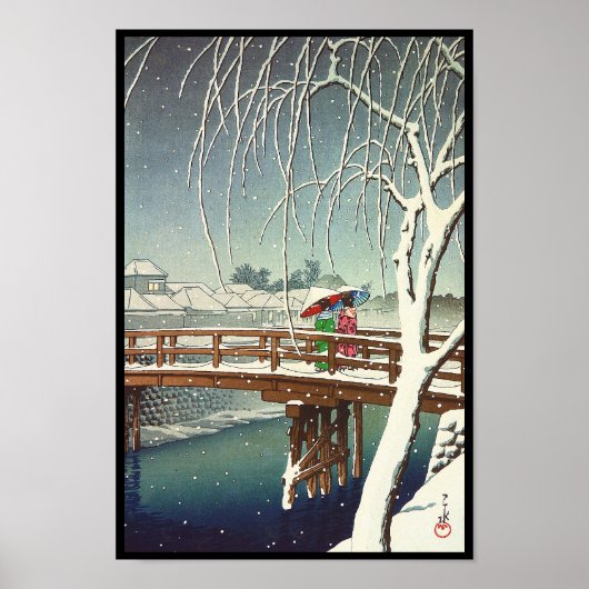 Late sneeuw langs de Edo rivier Hasui Kawase winte Poster (Voorkant)