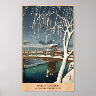 Late sneeuw langs Edo River hasui kawase winterkun Poster