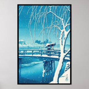 Late sneeuw langs Edo River hasui kawase winterkun Poster