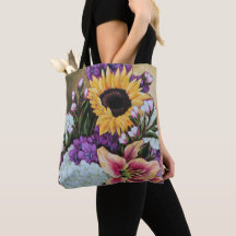 "Late Summer Bouquet" Floral Canvas tas