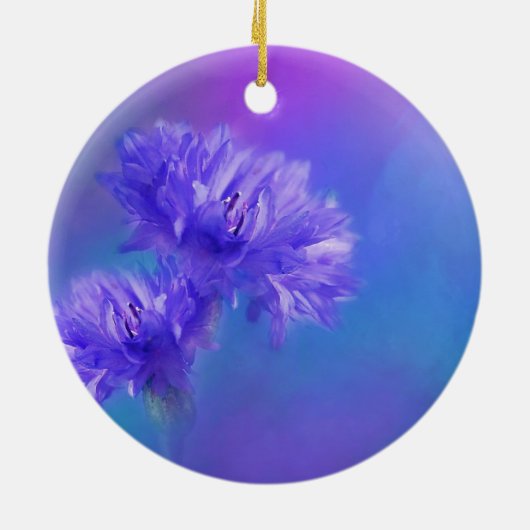 Late Summer Flower Blue Paarse Cornflower Keramisch Ornament (Achterkant)