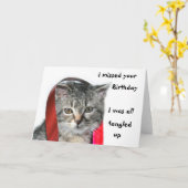 Late verjaardag kitten kaart (Gele Bloem)