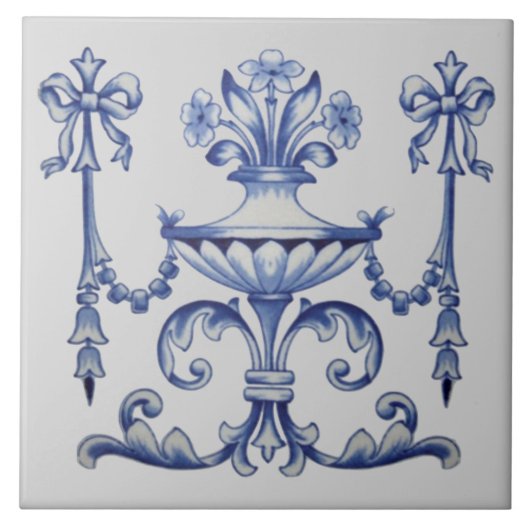 Late Victoriaans Blue Neoclassical c. 1900-ontwerp Tegeltje (Voorkant)