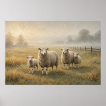Late Weide Kudde Schapen Schilderij