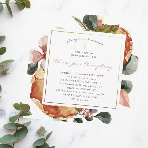 Late zomer Autumn Floral Baptisme Kaart