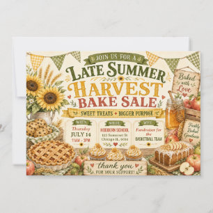 Late Zomer Oogst Zonnebloem Appeltaart Bakverkoop Kaart
