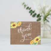 Late zomer zonnebloemen dank u Burlap Briefkaart (Staand voorkant)