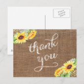 Late zomer zonnebloemen dank u Burlap Briefkaart (Voorkant / Achterkant)