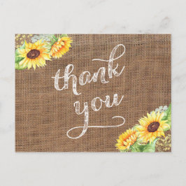Late zomer zonnebloemen dank u Burlap Briefkaart
