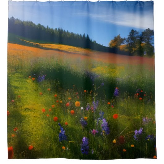 Late zomerweide Landschap Douchegordijn (Voorkant)