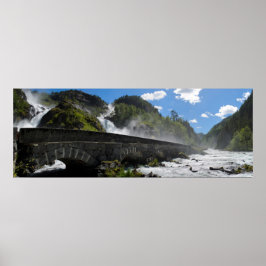 Latefossen waterval in het poster Noorwegen