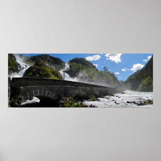 Latefossen waterval in het poster Noorwegen (Voorkant)