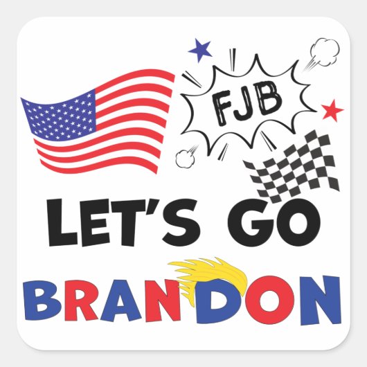 LATEN BRANDON GAAN MET Trump Hair Vierkante Sticker (Voorkant)