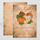 Laten de Uitnodiging, Thanksgiving Editable verzam Kaart (Voorkant / Achterkant)