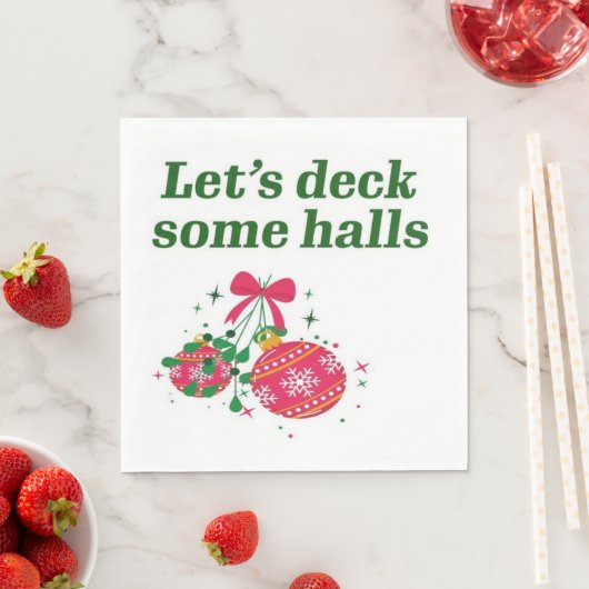 Laten dek een aantal zalen rood groen kerstfeest servet (Insitu)