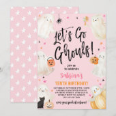 Laten gaan Ghouls Roze Halloween Meisje Verjaardag Kaart (Voorkant / Achterkant)