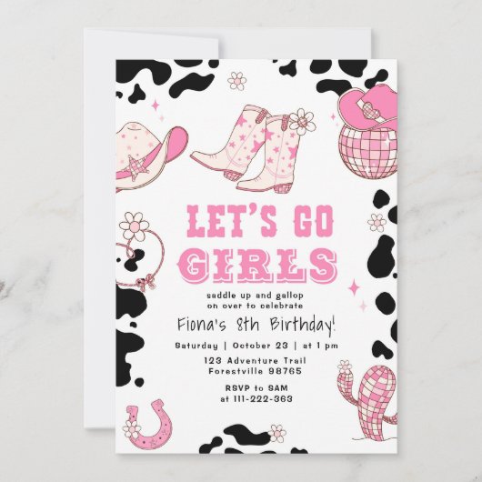 Laten gaan meisjes Westerne cowgirl Verjaardag Kaart (Voorkant)