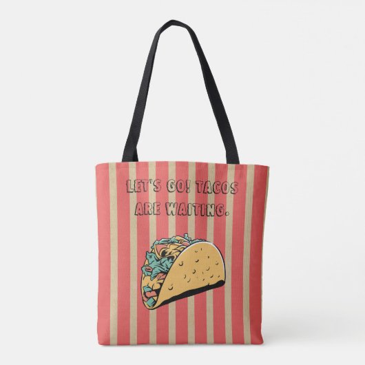 Laten gaan Tacos wachten Cool retro art stripes Tote Bag (Achterkant)