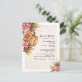 Laten geven Bedankt rustieke pompoen Thanksgiving Uitnodiging Briefkaart (Staand voorkant)