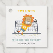 Laten Kick Lion Doelman Voetbal Kinderen Verjaarda Bedankjes Labels (Voorkant)