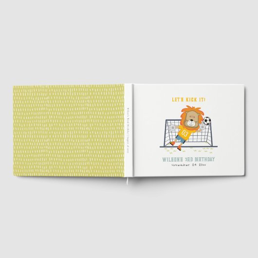 Laten Kick Lion Doelman Voetbal Kinderen Verjaarda Gastenboek (Volledig)